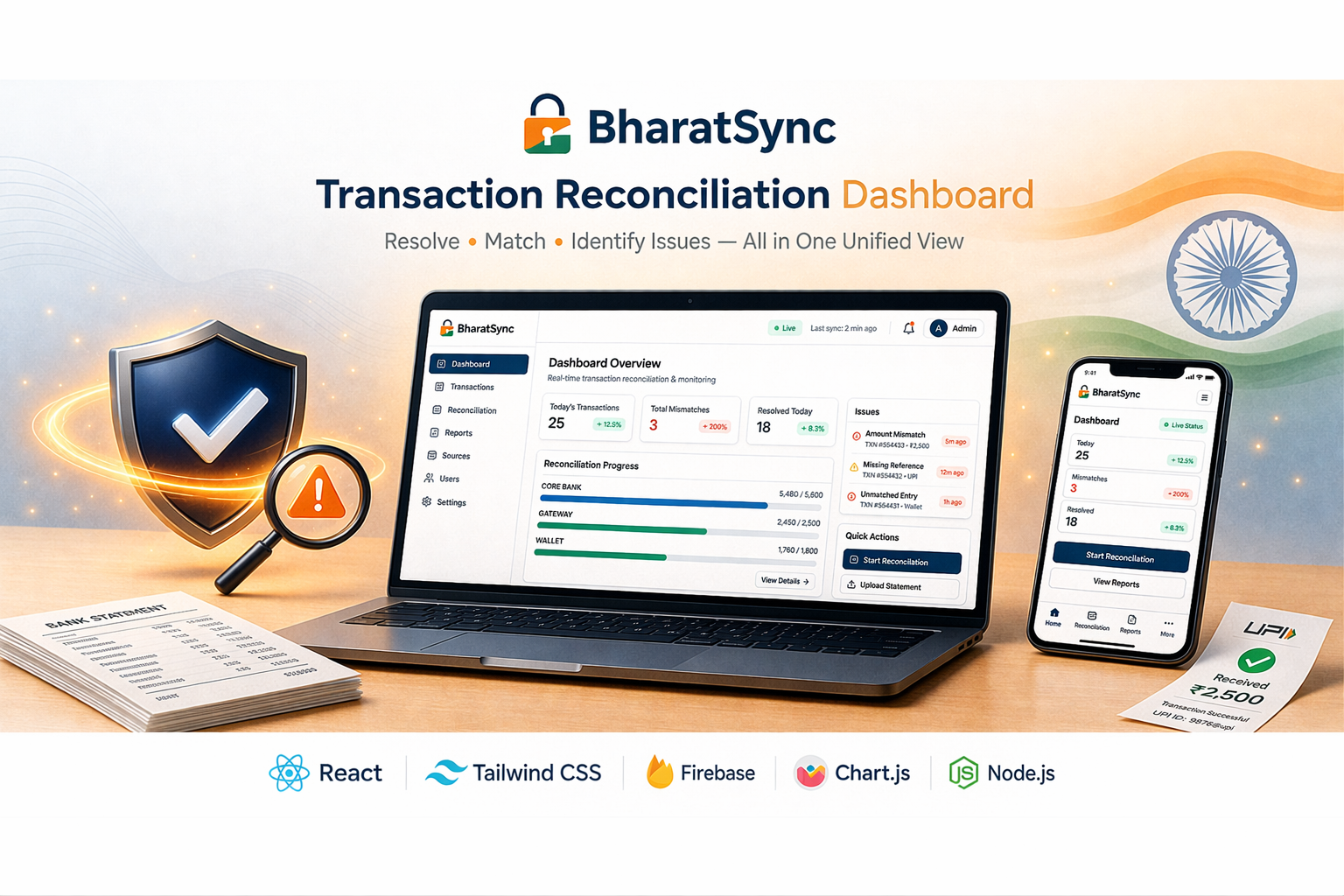 BharatSync - Transaction Reconciliation Dashboard